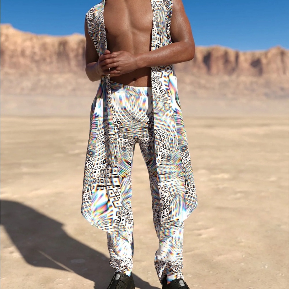 Multicolor Geometric Couple’s Rave Outfit - Picture 4 of 7